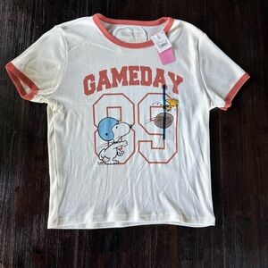 Peanuts Kids Gameday Snoopy Tee - White and Red